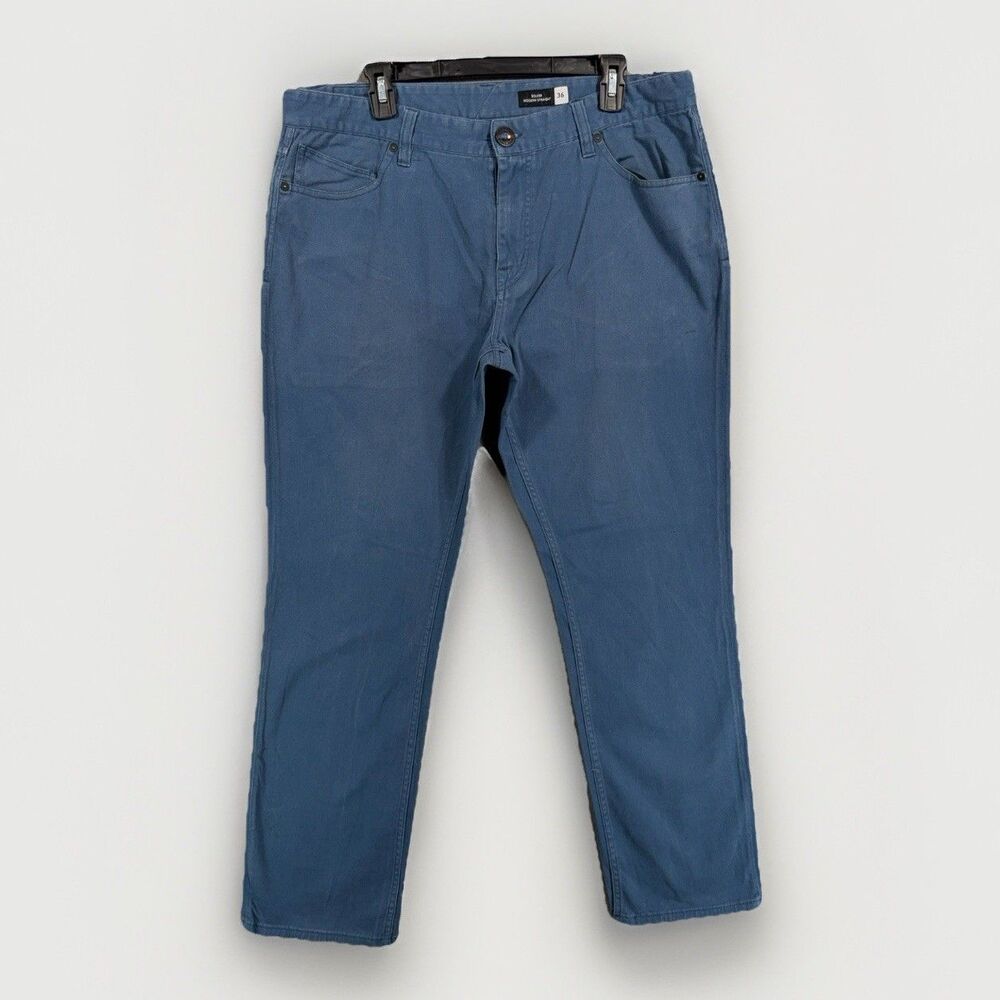 Volcom Solver Pants Modern Straight Stretch Chino Jeans 36x31 Slate Blue